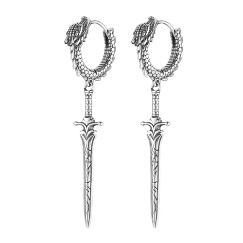 Sword Dangle Earrings, stainless steel
