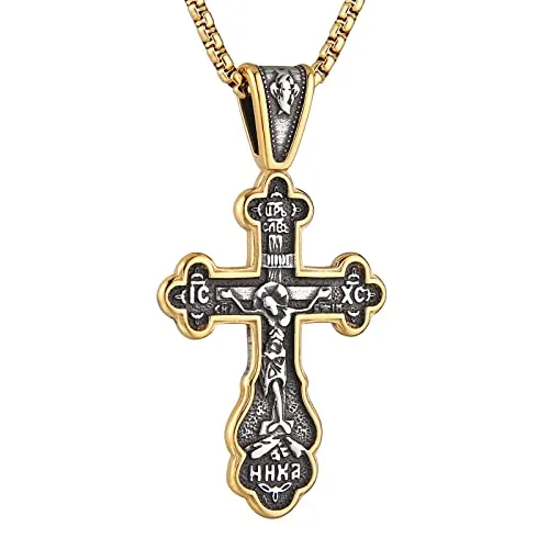 Eastern Orthodox Cross Chain, stainless steel
