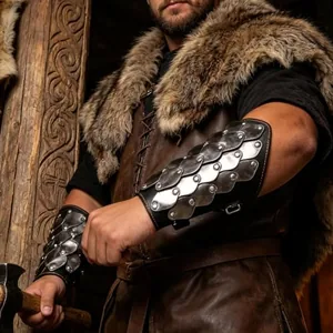 Dragon Scale Bracers, leather, black, another view