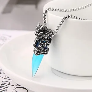 Dragon Pendant, stainless steel, blue, another view