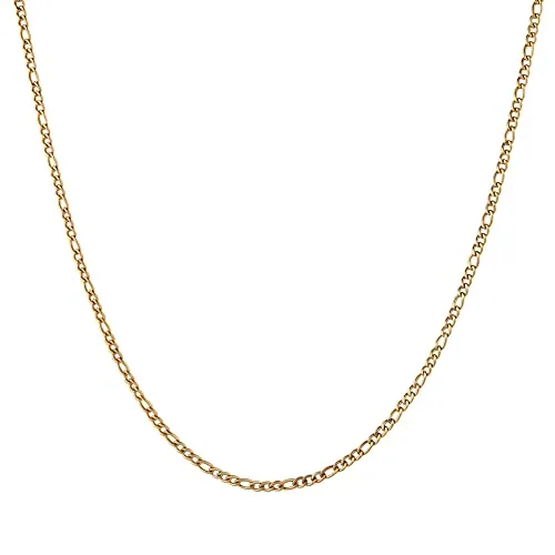 Chain, gold-plated steel, Figaro link, gold